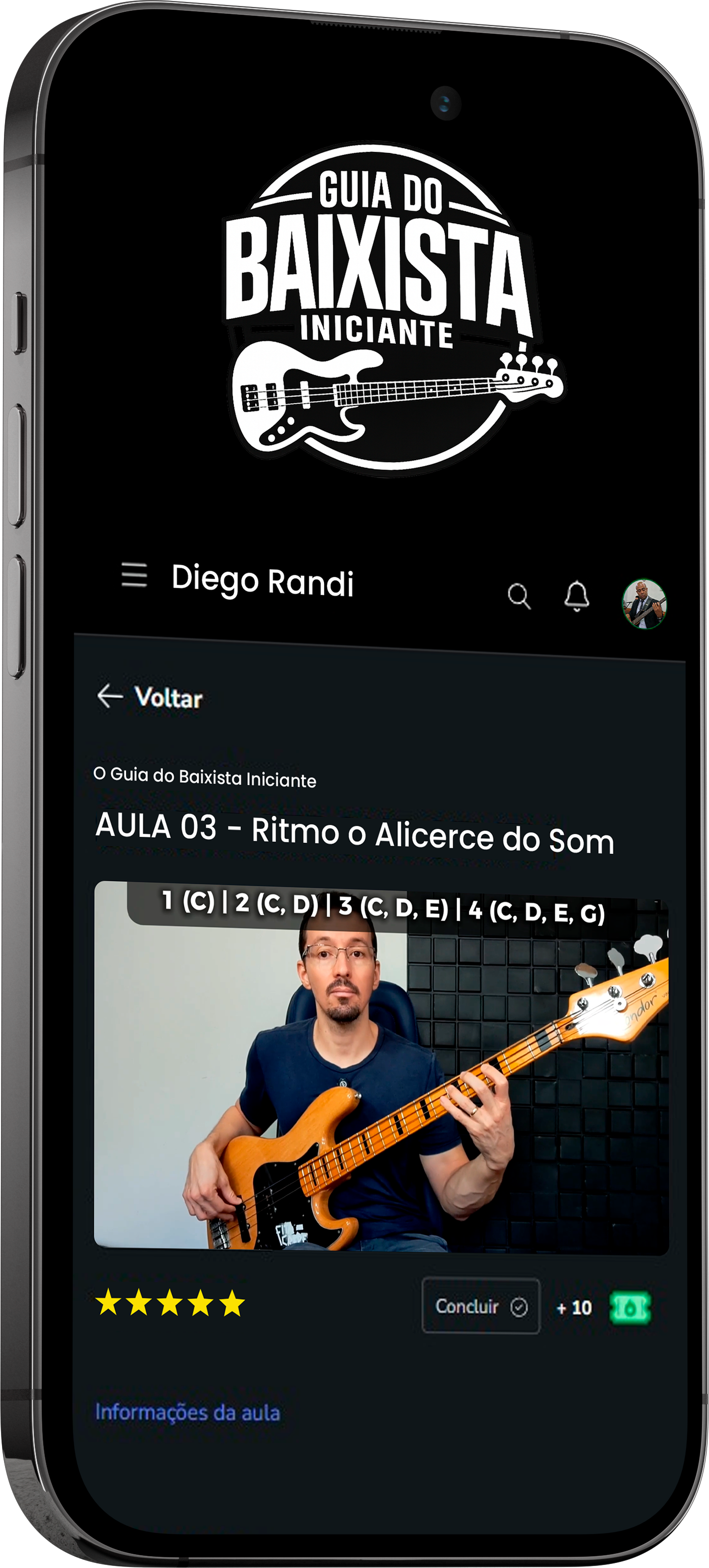 Guia do Baixista Iniciante no celular